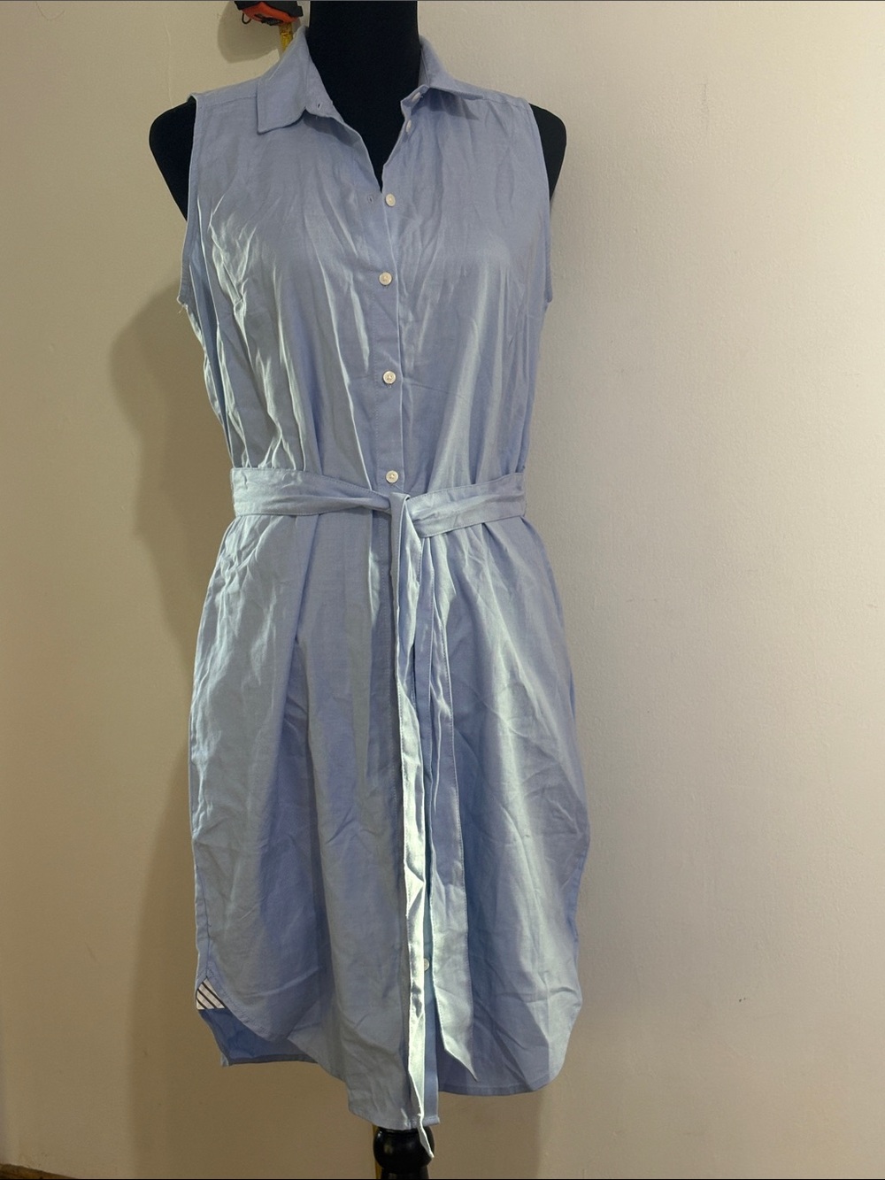 BNWT Banana Republic Light Blue Button-Front Shirt Dress with Tie Waist 8sz